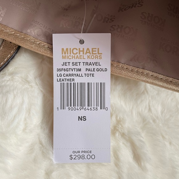 MICHAEL Michael Kors Jet Set Travel Saffiano Leather Large Tote Pale Gold - NWT - Picture 5 of 7